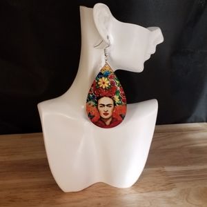 Handmade One-of-a-kind "Frida" Two Sided Sublimation Teardrop Earrings